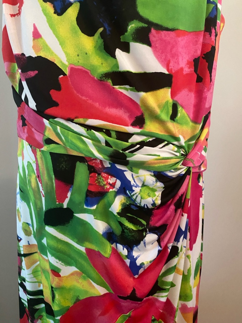 Ralph Lauren size 14W drap neckline colorful dress - Picture 3 of 9